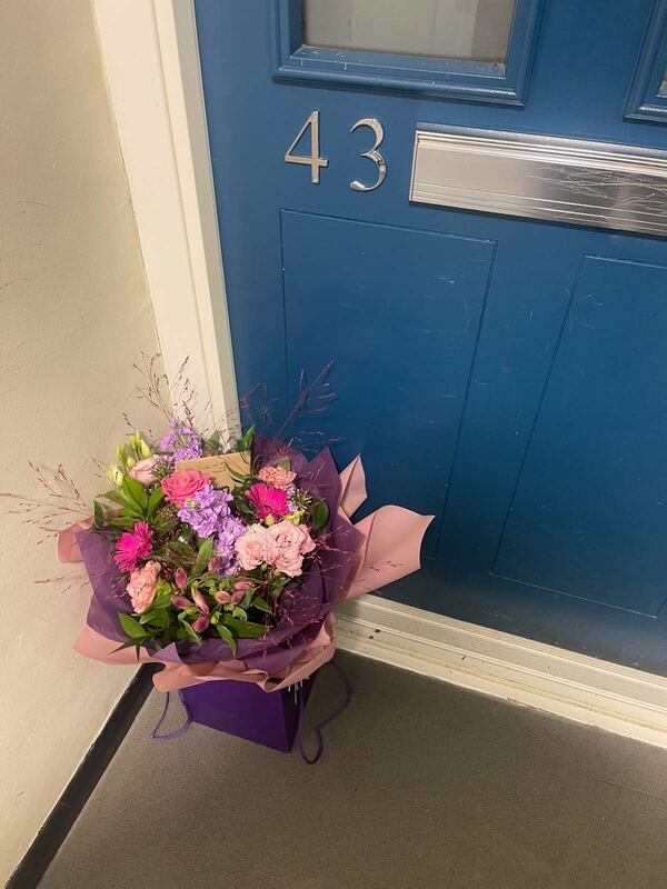 Bespoke Hand Tied Aqua in Pinks and Purples delivered by Flowers 6 days ago