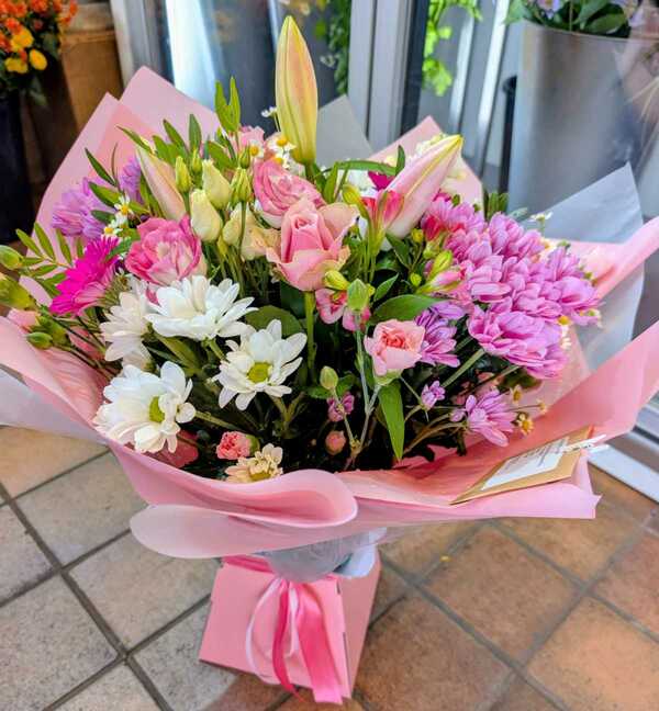 Aqua Bouquet - Our Most Popular!, flowers delivered by Elimays Flowers in Buckley