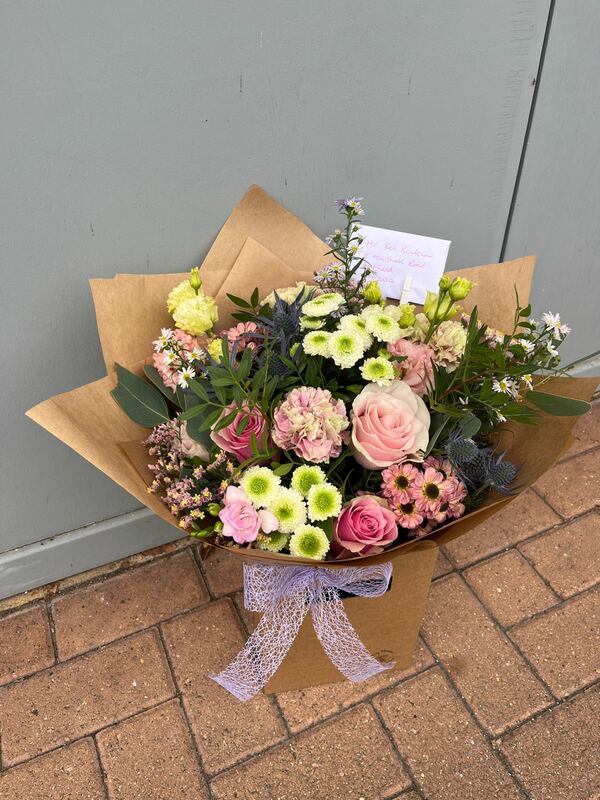 Florist choice of seasonal pastels tones delivered by Berry Blooms New Forest 16 days ago
