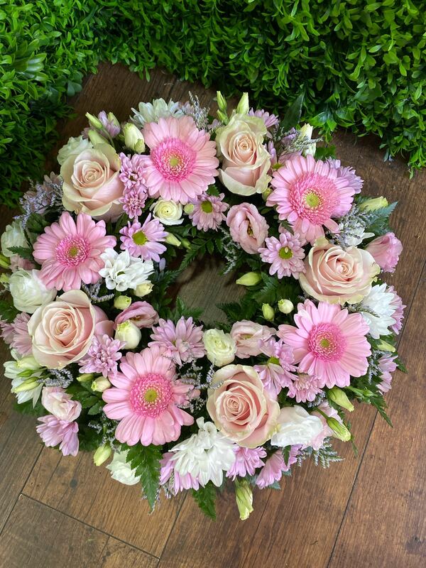 Eco-Funeral Wreath, Pastel, flowers delivered by First for Flowers in Darlington