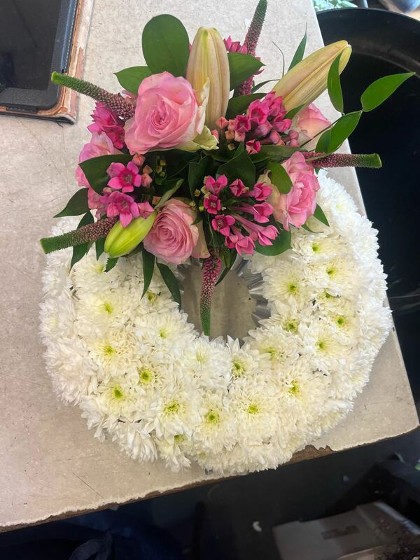 Pink Massed Wreath delivered by Bloomin' Marvellous 4 days ago