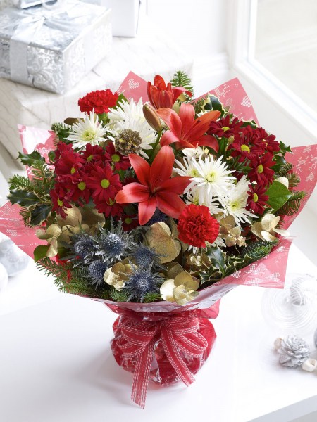 Festive handtied bouquet