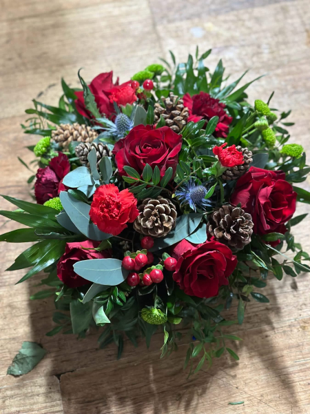 Winter ruby funeral posy