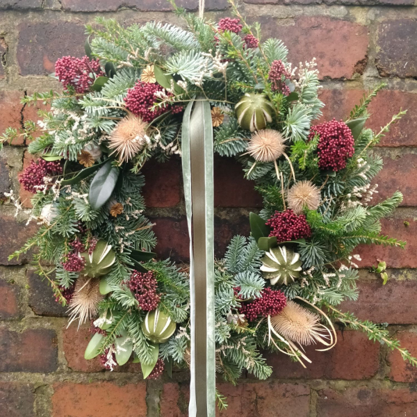 Festive door wreath