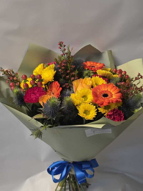 florist choice bouquet brighter shades, flowers delivered by Six Ways Florist in Llanelli