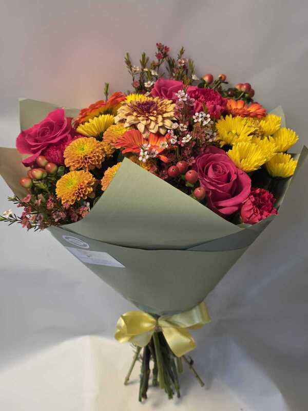 florist choice bouquet brighter shades delivered by Six Ways Florist in Llanelli