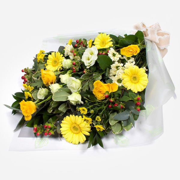 Funeral flowers wrapped