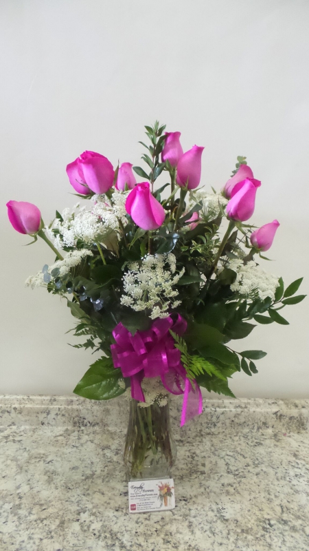 Dozen Pink Roses, flowers delivered by Everyday Flowers and Avante Gardens in Santa Ana